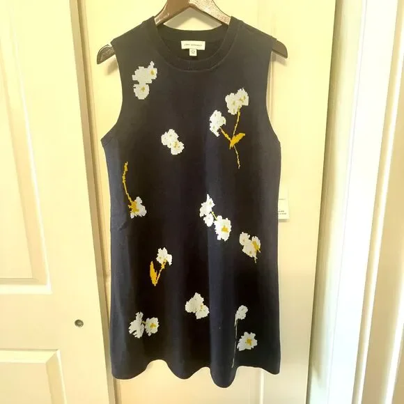 NWT Free Assembly Women's Sleeveless Floral Jacquard Mini Sweater Dress Size L - Picture 2 of 9